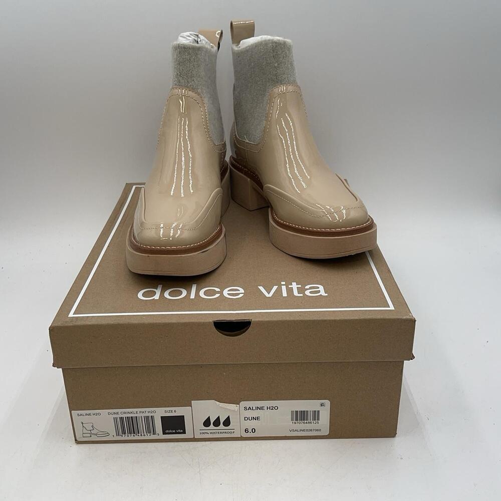 Dolce Vita Saline H2O Boots Womens Beige Waterproof Chelsea Ankle New Size 6